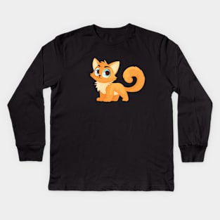 Adorable Fluffy Orange Kitten Kids Long Sleeve T-Shirt